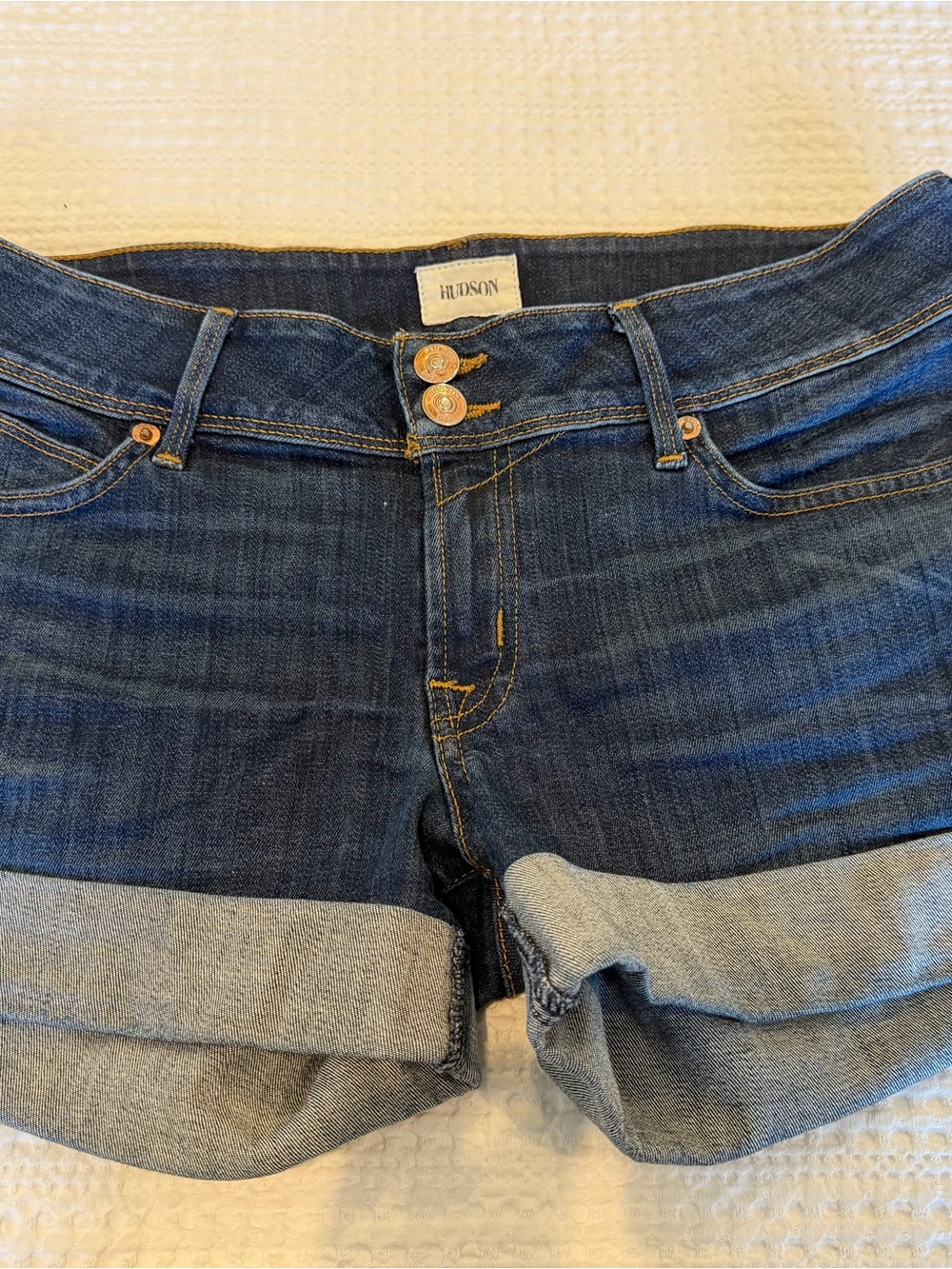 Hudson Jeans Women's Dark Blue Cuffed Boyfriend Shorts